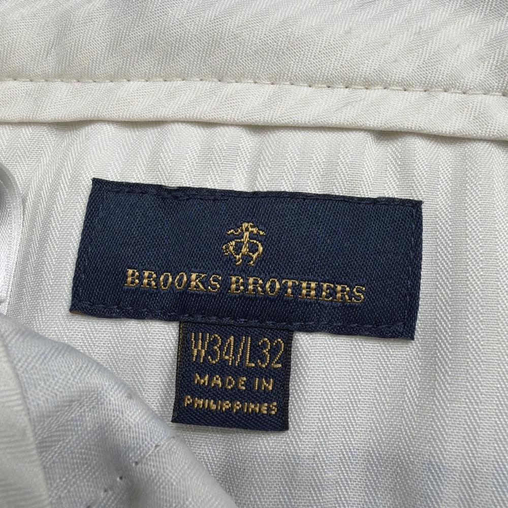 Brooks Brothers 100% Linen Pants Men's 34 Tall 34x35 Plaid Checked Straight Leg - Picture 2 of 13